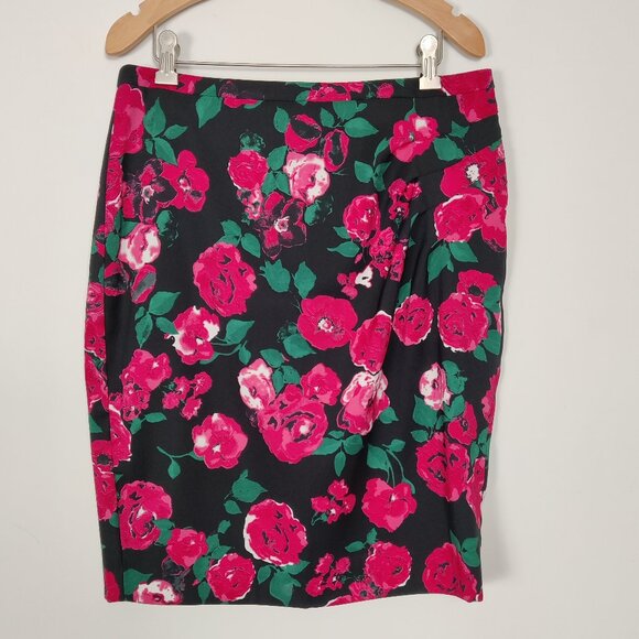 Jacob Women's Mini Skirt Size 10 Black Pink Floral Lined Boho Bohemian Feminine - Picture 1 of 10